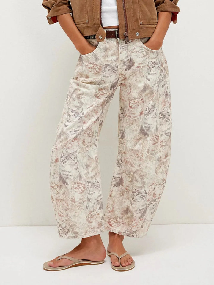 Printed Wide Leg Jeans
