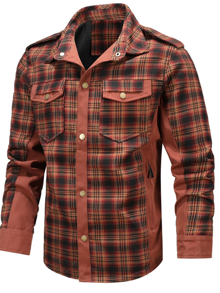 Men's Full Size Button Up Long Sleeve Plaid Shirt Plus Size