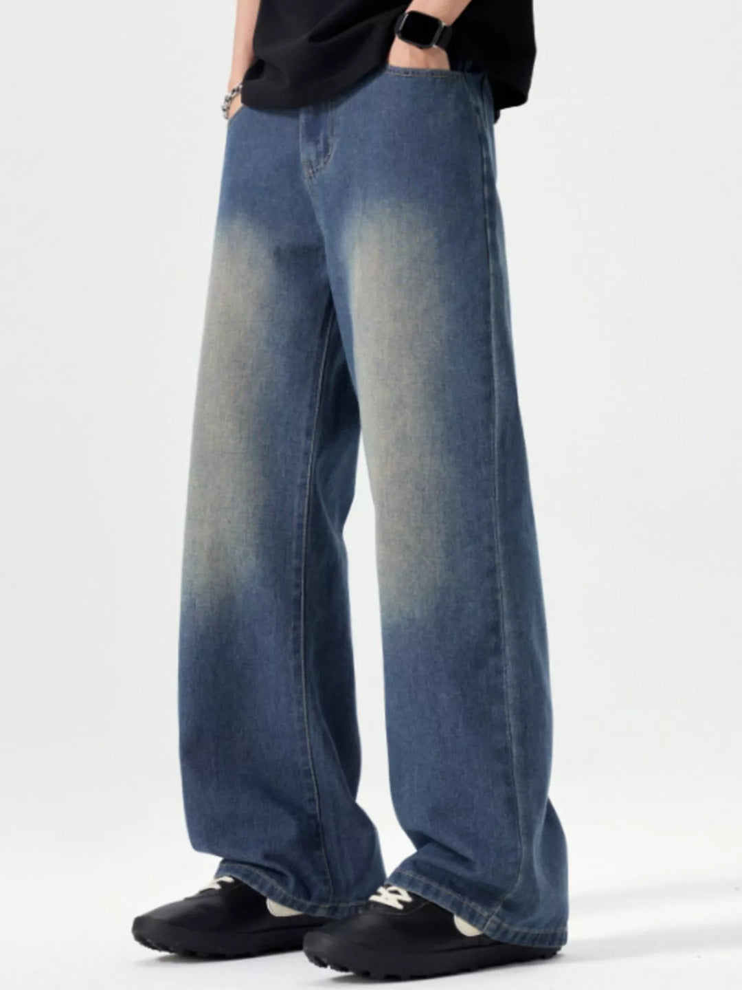 Men's Vintage Wash Wide Leg Jeans