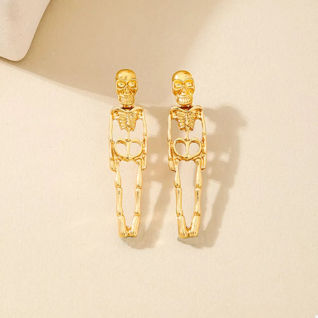 Halloween 18K Gold-Plated Skeleton Earrings
