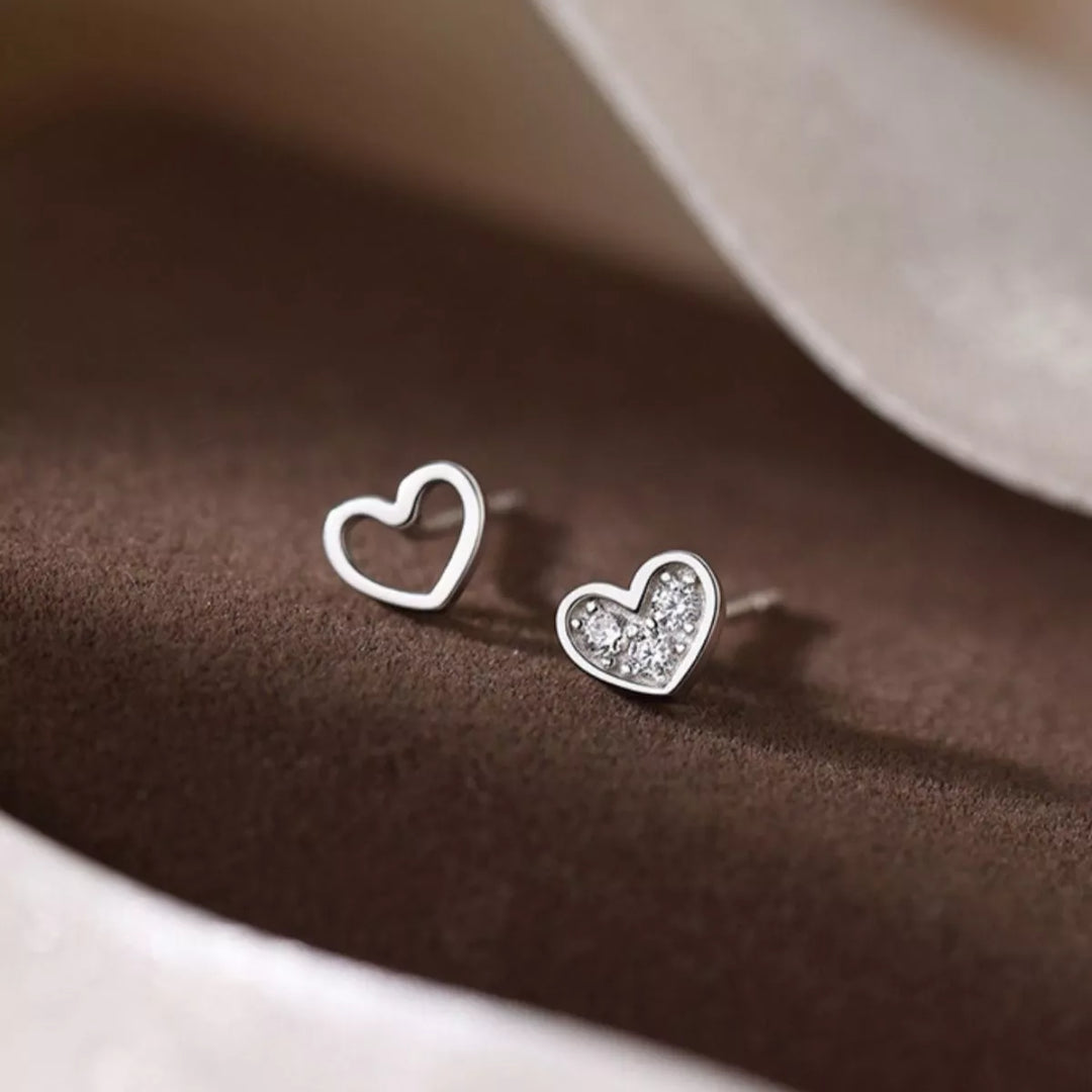 925 Sterling Silver Heart Stud Earrings