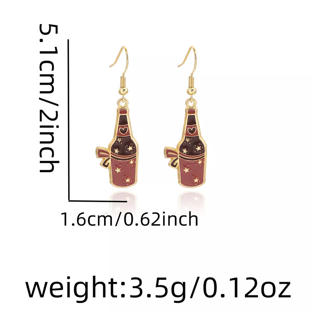 Cowboy Hat & Bottle Dangle Earrings