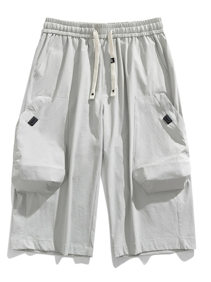 Men's Plus Size Casual Cargo Capris with Drawstring Waist