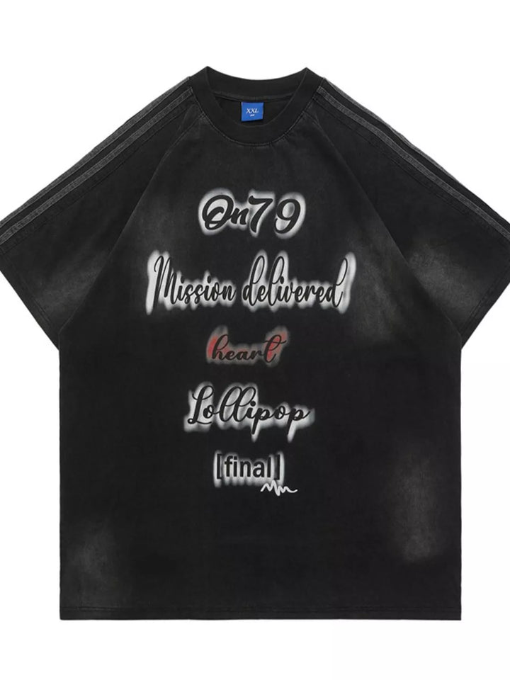 Men's Letter Round Neck Oversized T-Shirt