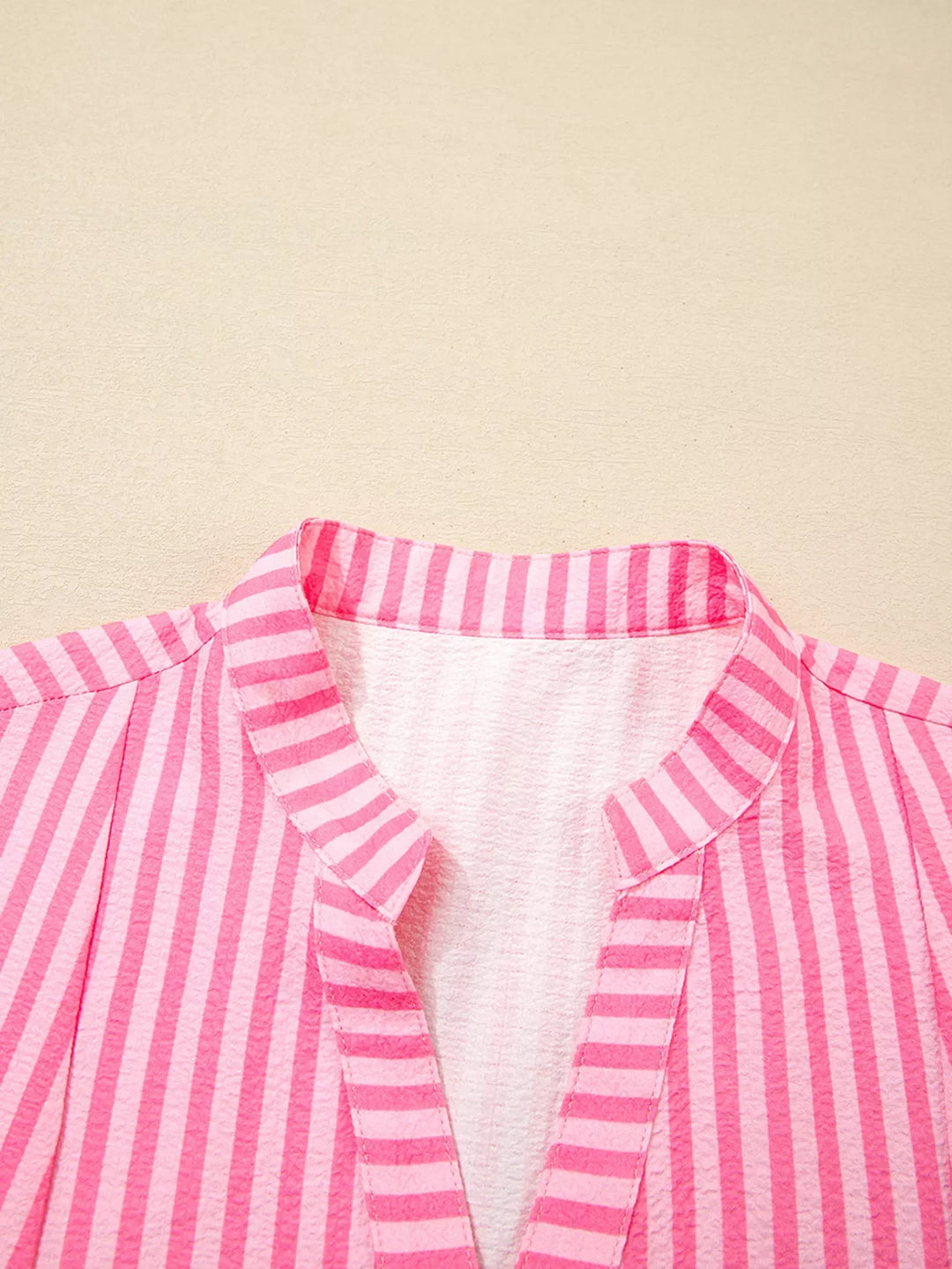 Stripe Flare Sleeve Half Placket Tiered Flowy Mini Dress