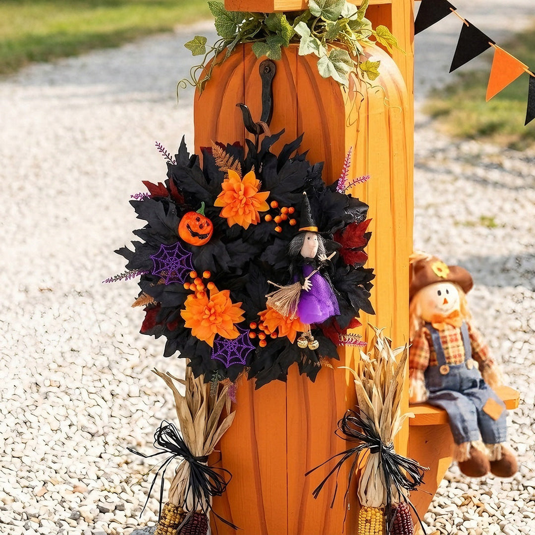 Witch Pumpkin Halloween Wreath Decoration