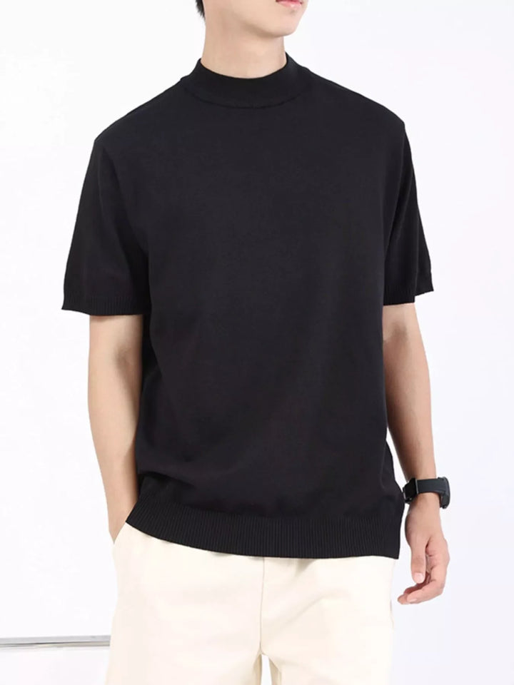 Men's Plus Size Mock Neck Knitted T-Shirt