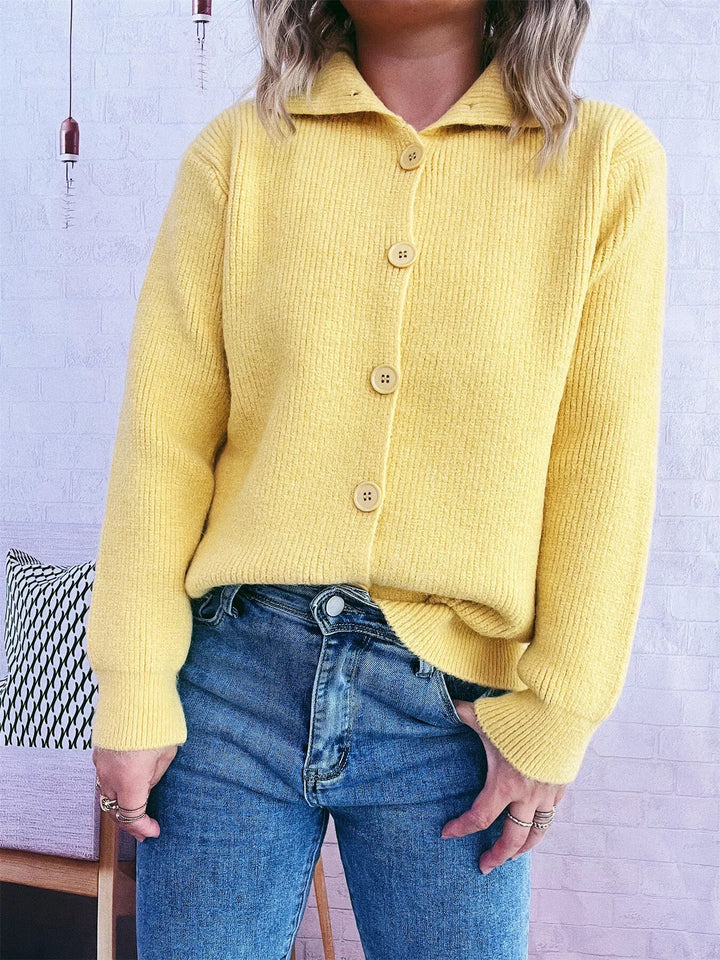 Ribbed Button-Up Cardigan