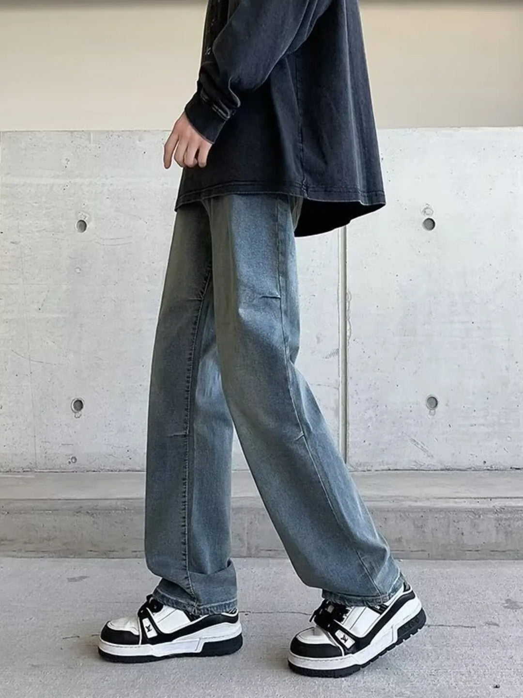 Men's Plus Size Vintage Wash Wide Leg Jeans