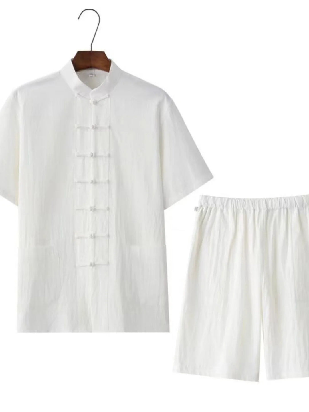 Men's Plus Size Chinese Style Top and Shorts Set