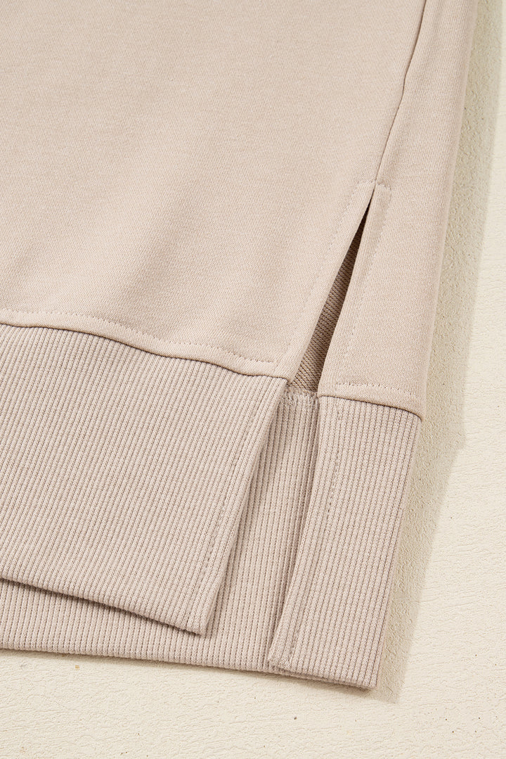 Jet Stream Solid Color Oversize Slit Sweatshirt Ribbed Leggings 2pcs Set