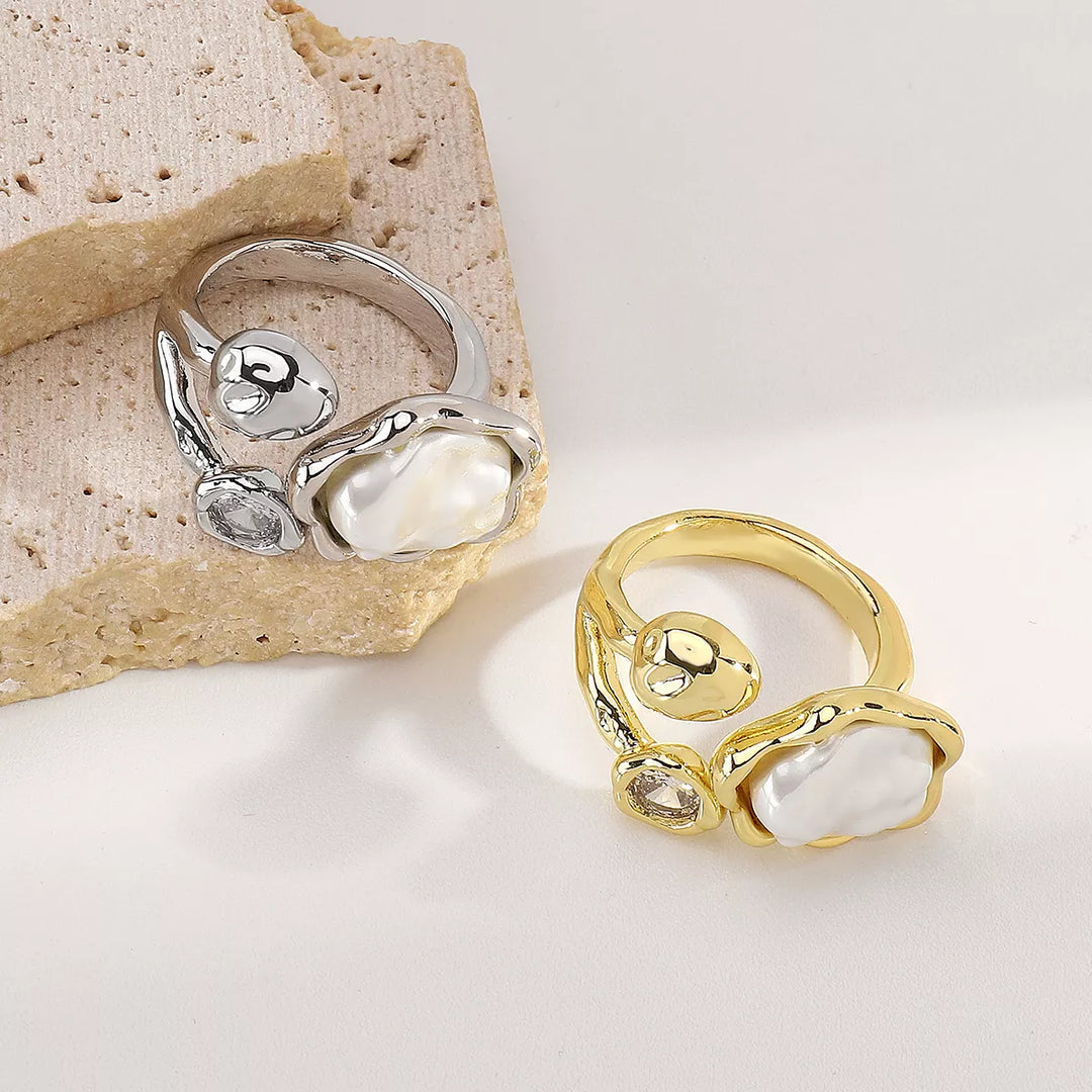 Irregular Pearl Open Ring