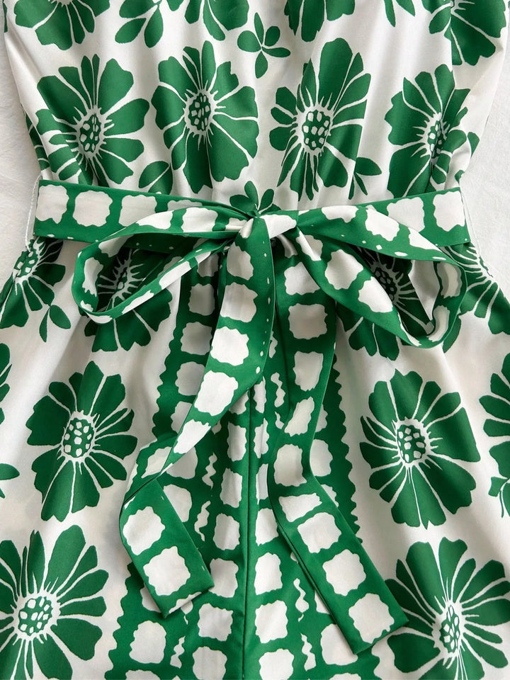Printed Tube Tie Waist Romper