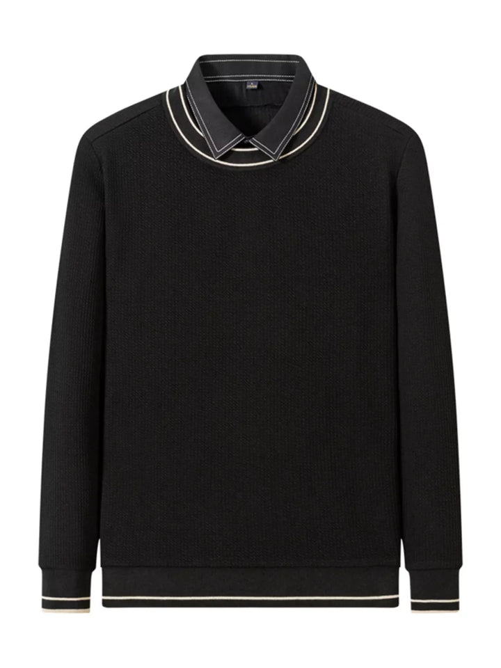 Men's Plus Size Collared Neck Ribbed Sweater