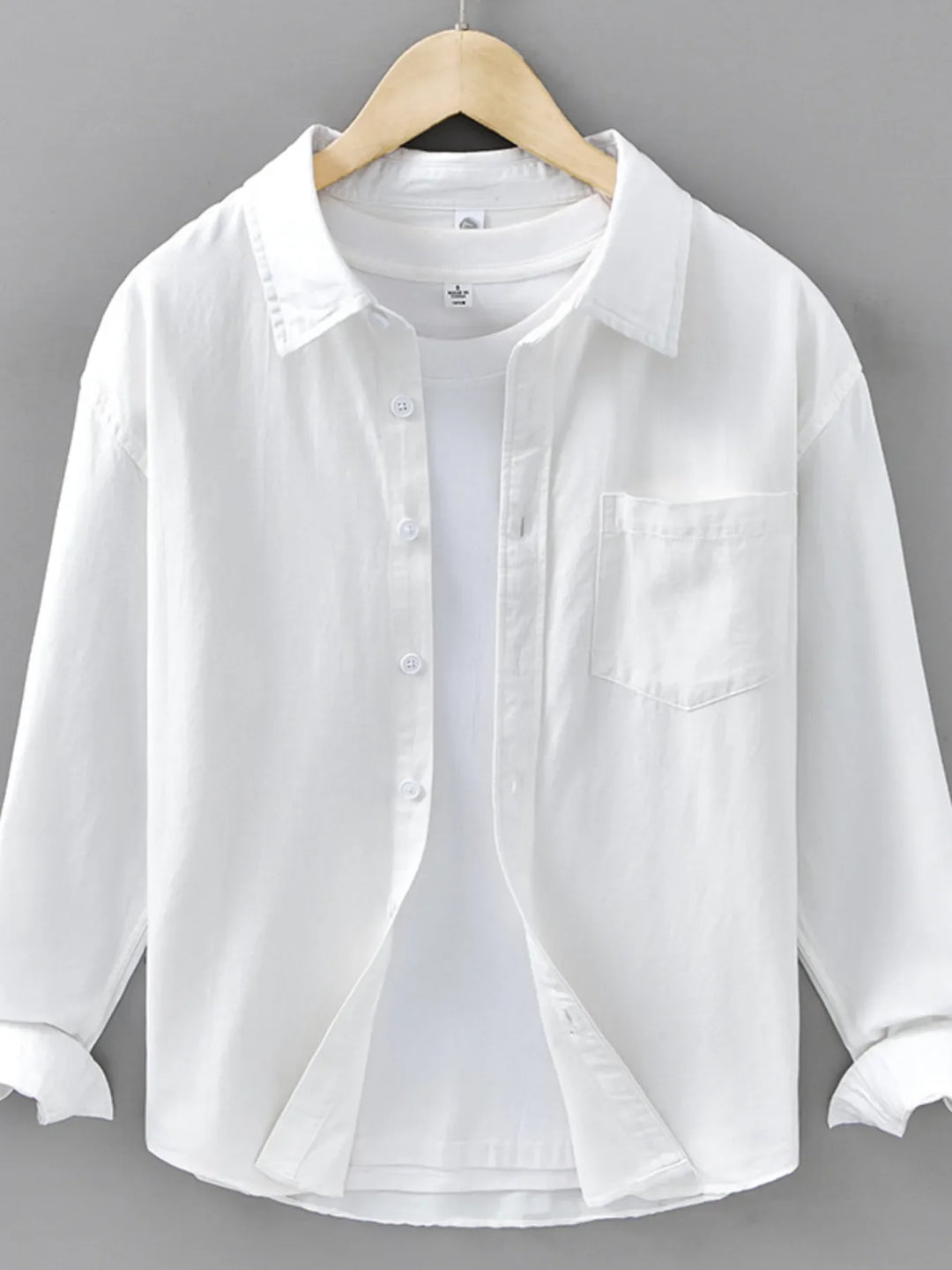 Men's Plus Size Casual Solid Color Long Sleeve Shirt