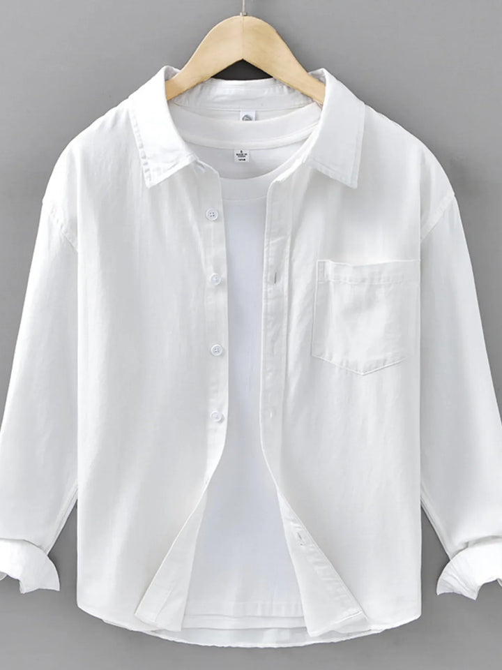 Men's Plus Size Casual Solid Color Long Sleeve Shirt