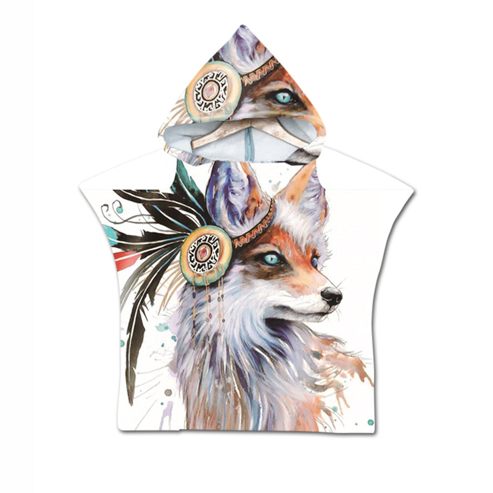 Embroidery 2-Day Delivery Embroidery Animal Digital Print Beach Towel Kids Children Hooded Bath Towel Microfiber