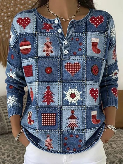 Buttoned Long-Sleeve Hoodie AutumnWinter Printed Fashionable & Unique Casual Sweater Coat For Women
