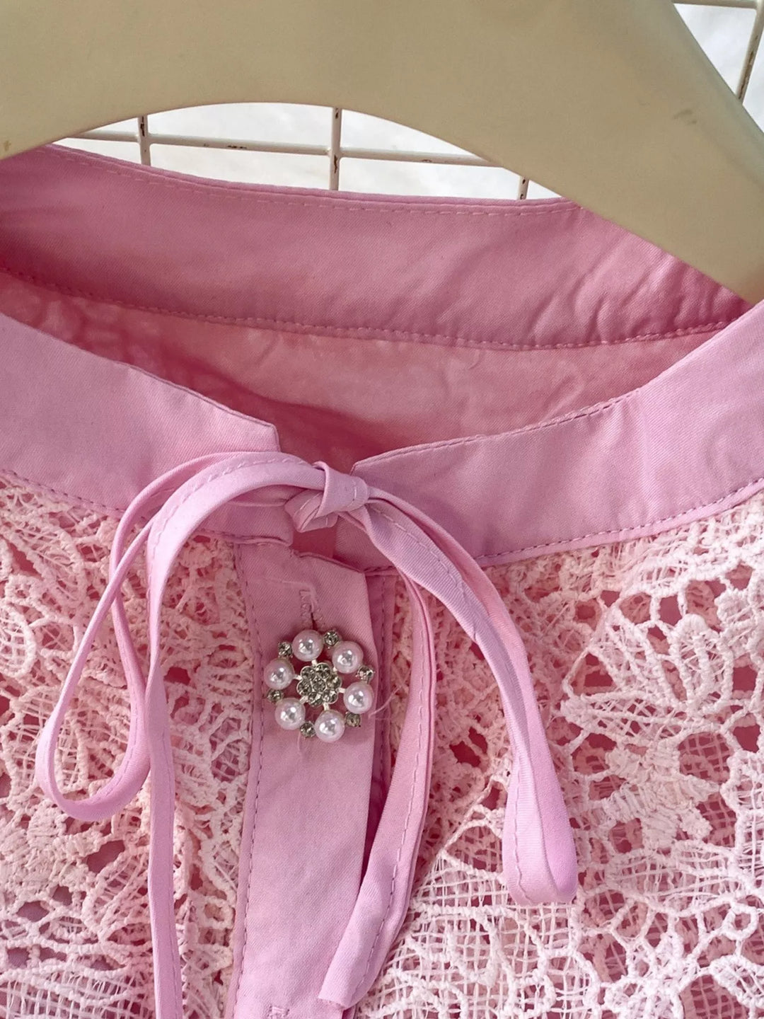 Lace Button Up Top and Skirt Set