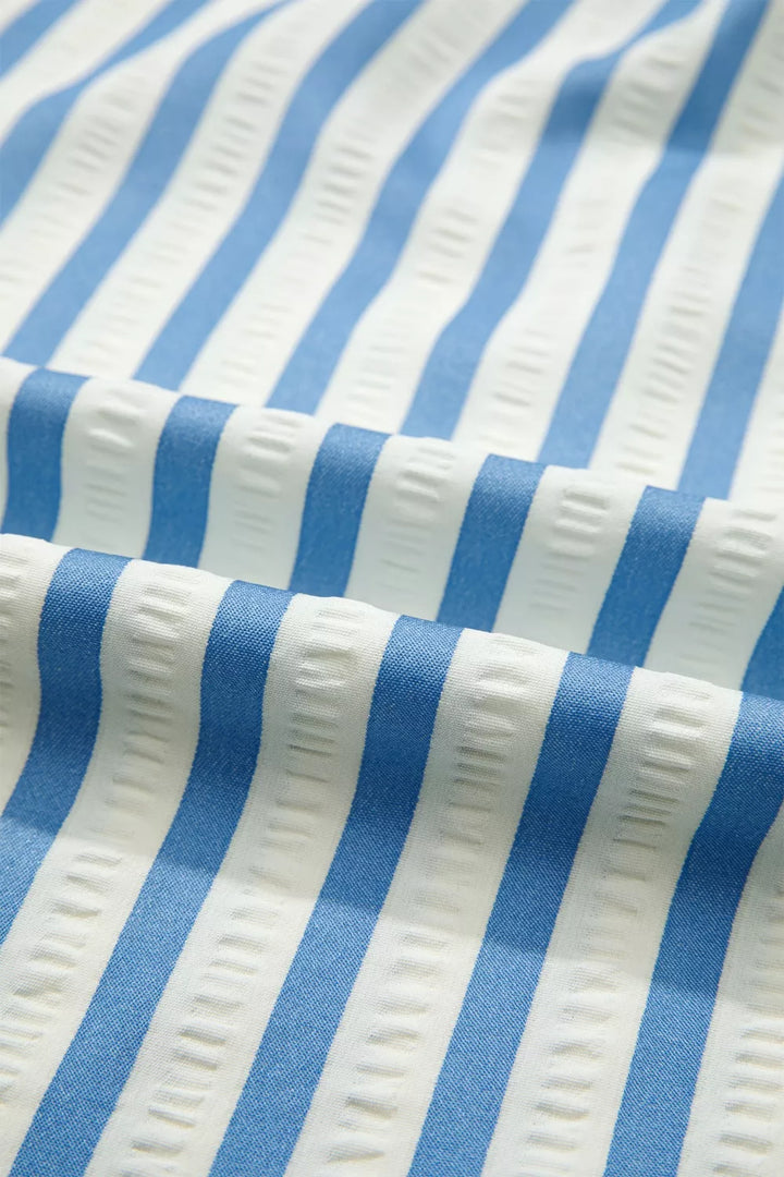 Stripe 3/4 Sleeve Collared Neck Blouse