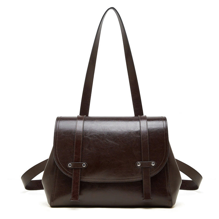 Large-capacity Womens Cowhide Leather Backpack With An Oil-wax Finish