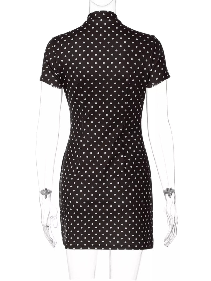 Polka Dot Cut-Out Front Mini Dress