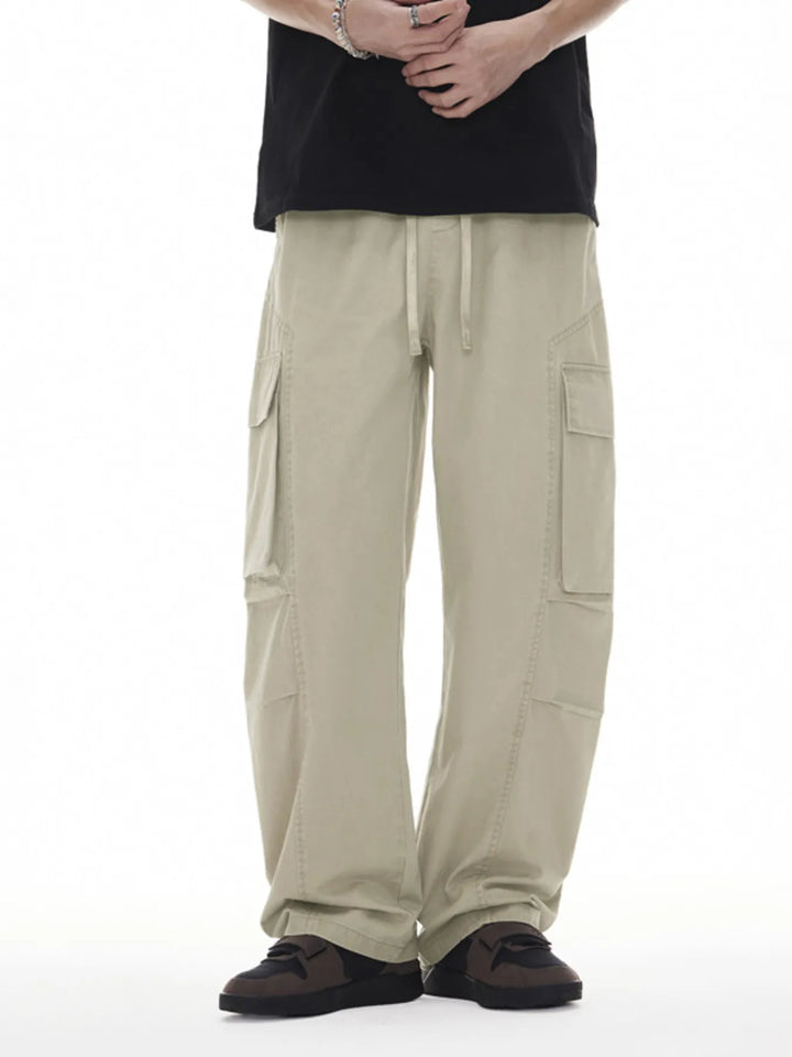 Men's Plus Size Wide Leg Cargo Drawstring Pants