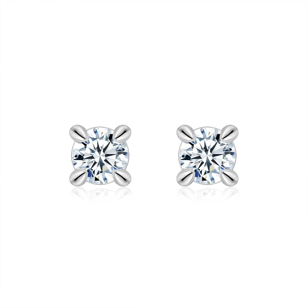 S925 Sterling Silver Moissanite Stud Earrings, 0.5&2ct D-VVS1 4-Prong Basket Pave With Screw Backs, GRA Certificate Gift Box