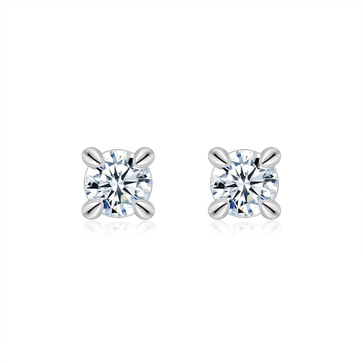 S925 Sterling Silver Moissanite Stud Earrings, 0.5&2ct D-VVS1 4-Prong Basket Pave With Screw Backs, GRA Certificate Gift Box