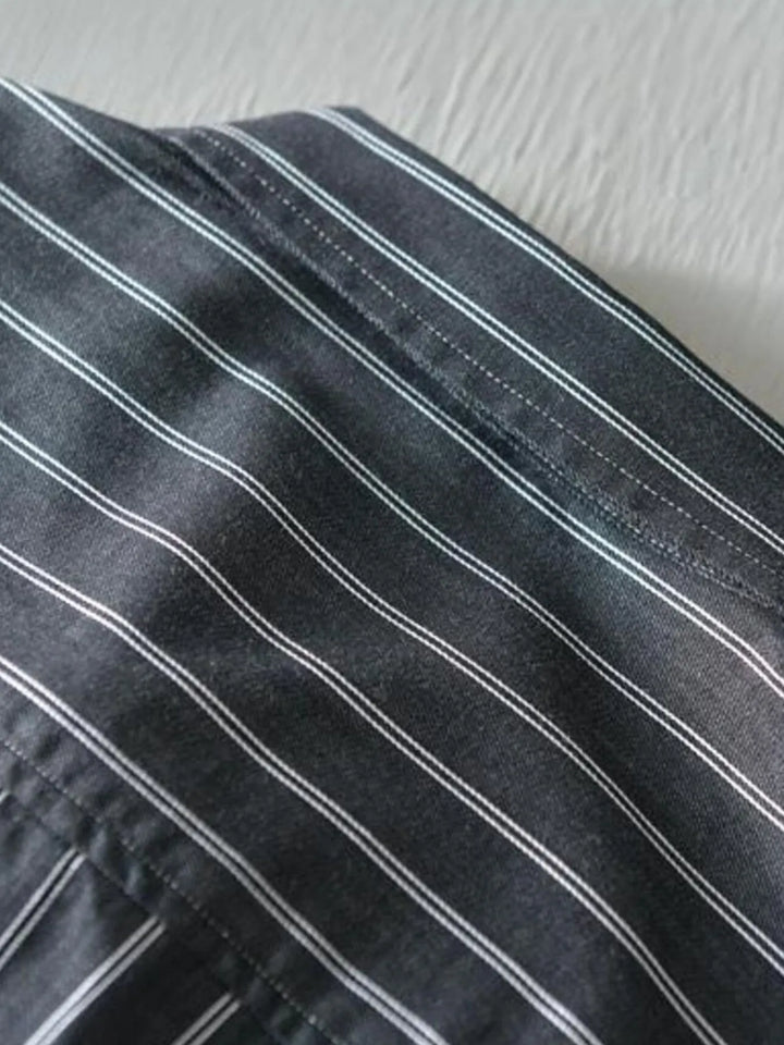 Men's Plus Size Striped Button Up Long Sleeve Shirt