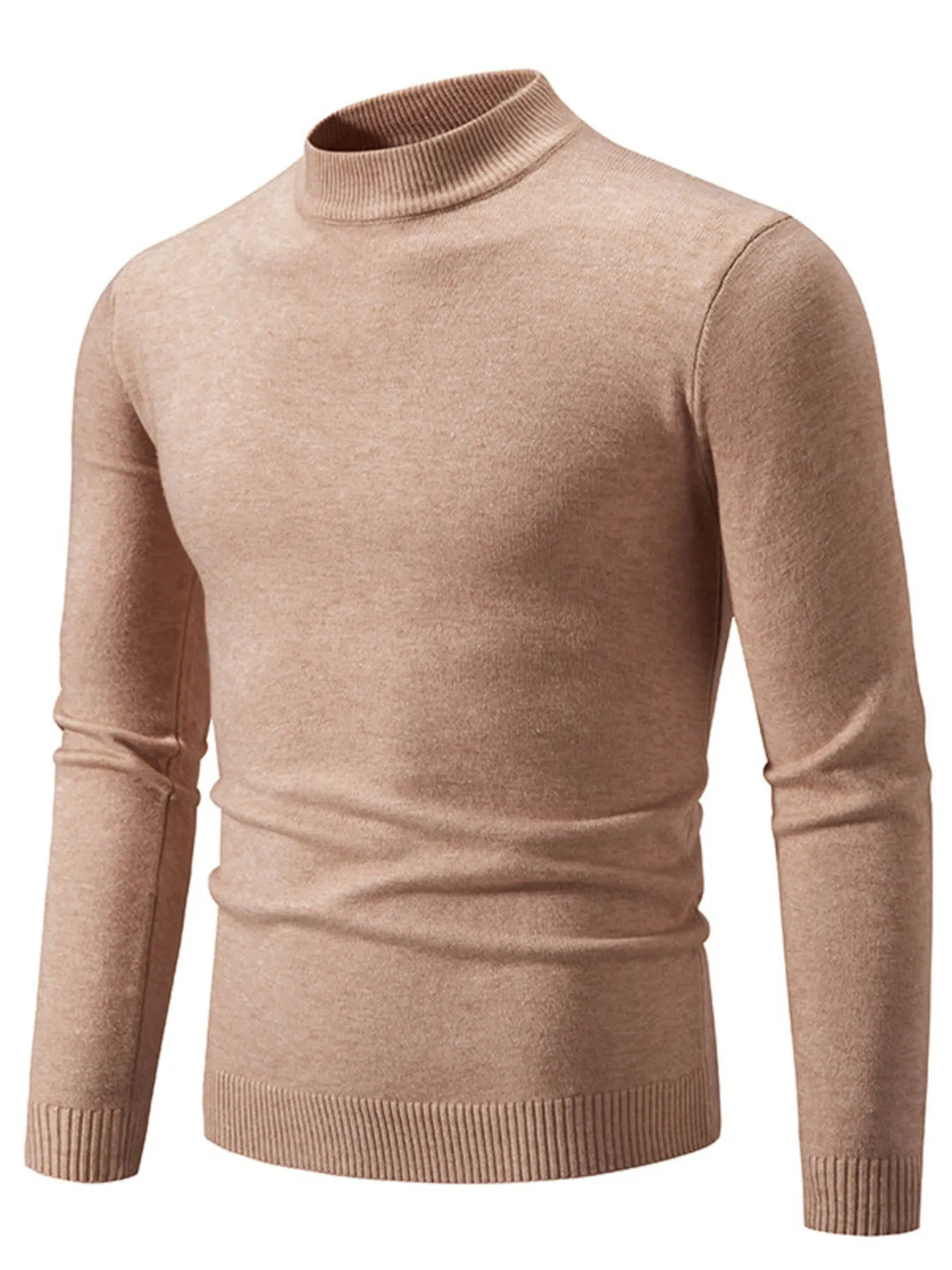 Men's Plus Size Ribbed Hem Mock Neck Long Sleeve Sweater