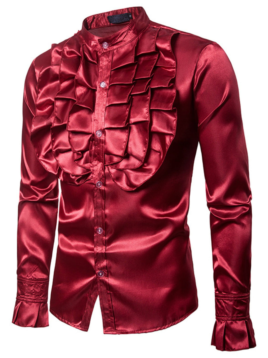 Men's Ruffle Front Long Sleeve Shirt
