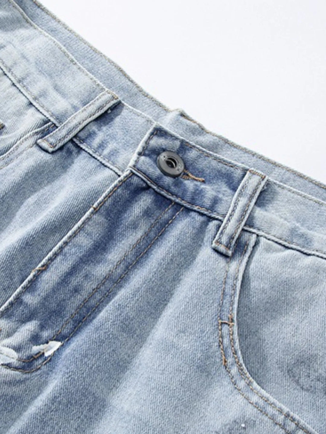 Men's Full Size Distressed Wide Leg Jeans Plus Size