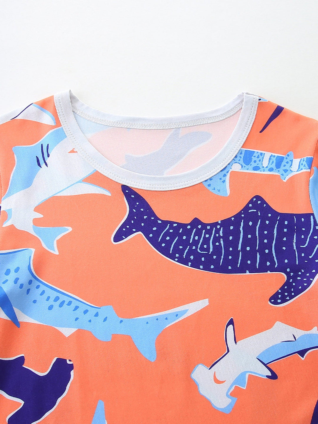Children's Shark Print Casual Tee and Shorts Set