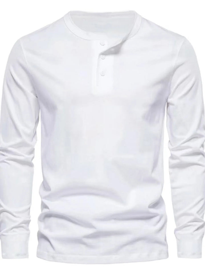 Men's Full Size Button Detail Long Sleeve Henley T-Shirt Plus Size