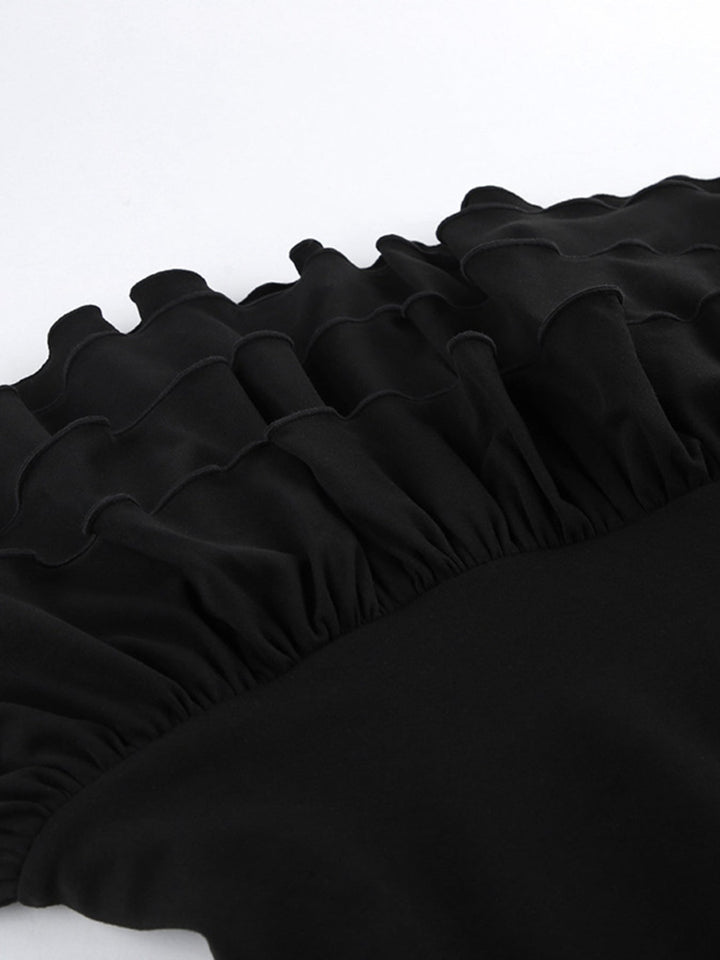 Ruffled Hem Round Neck Tank