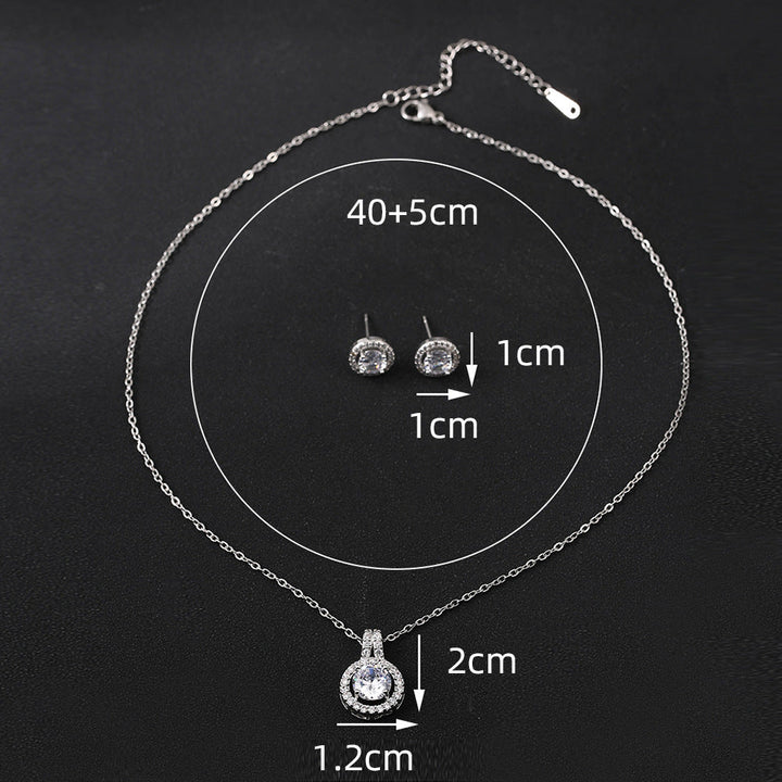 Two-piece Zircon Disc Necklace Set