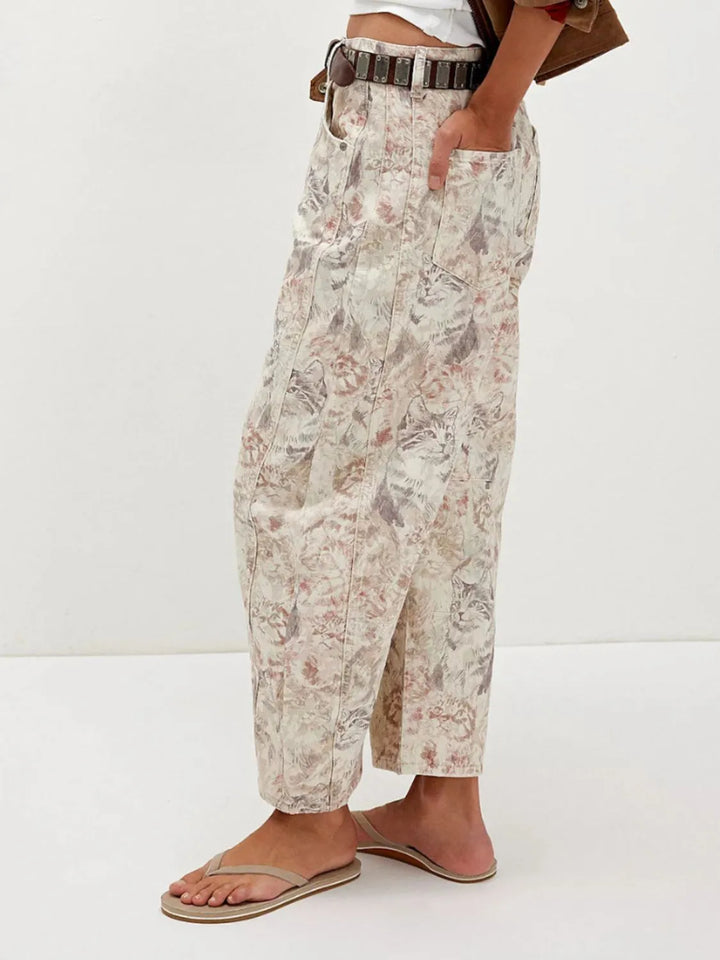 Printed Wide Leg Jeans