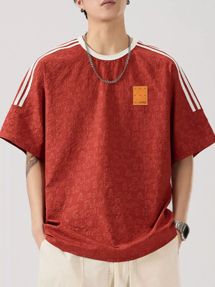 Men's Full Size Striped Shoulder Relaxed Fit T-Shirt Plus Size
