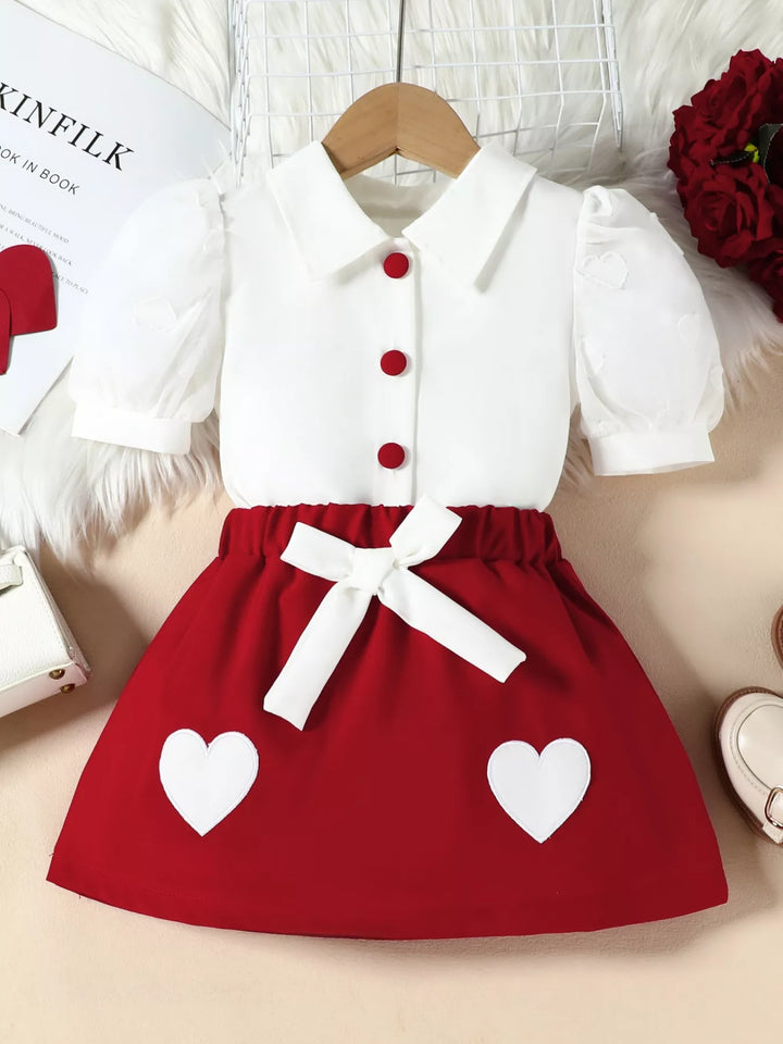 Children's Puff Sleeve Top & Skirt Set