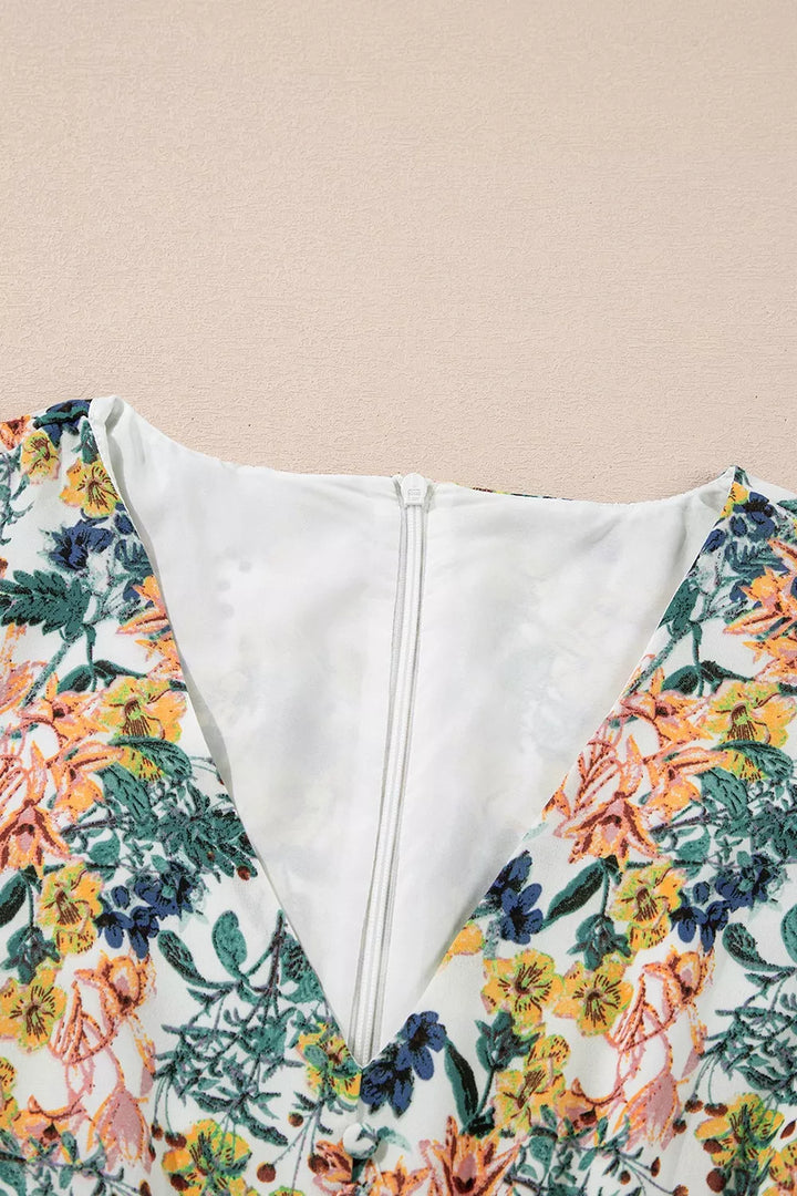 Floral Print Ruffle Hem Mini Dress