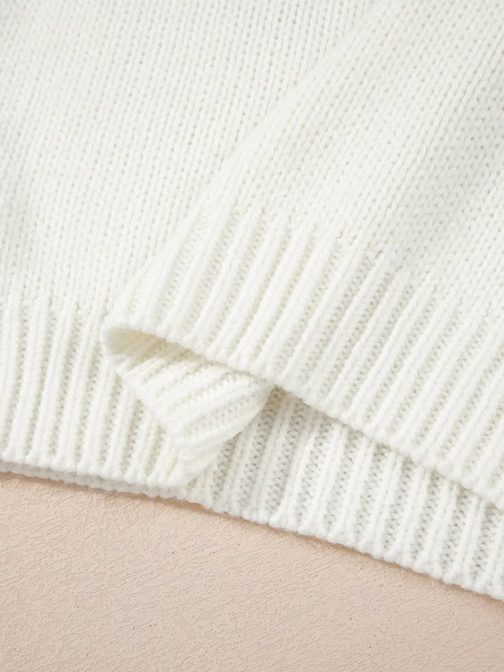 Embroidered Bow Boots Graphic Drop Shoulder Sweater