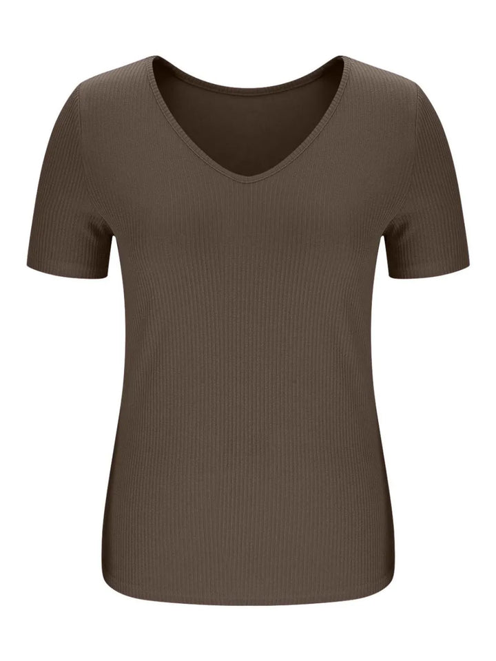 Solid V-Neck Short Sleeve T-Shirt