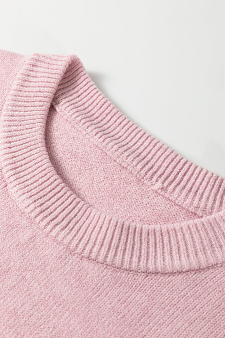 Pink Corded Love Script Graphic Baggy Sweater