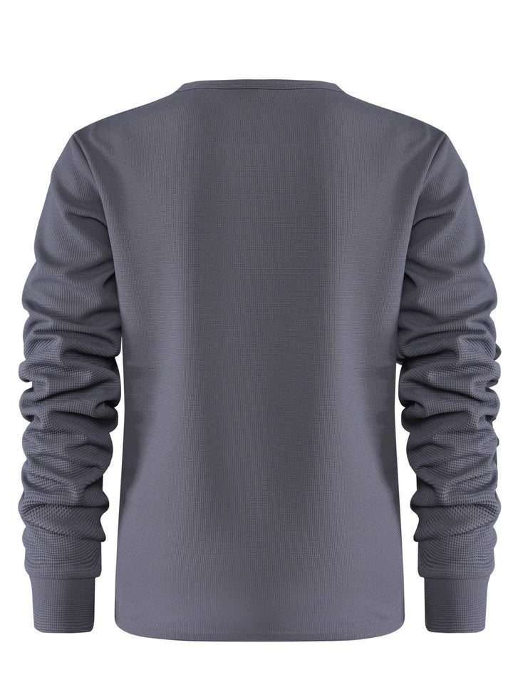 Men's Plus Size Waffle Knit Long Sleeve T-Shirt
