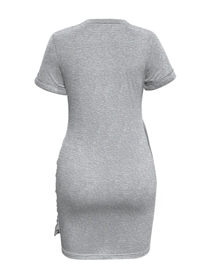 Round Neck Short Sleeve Mini Tee Dress