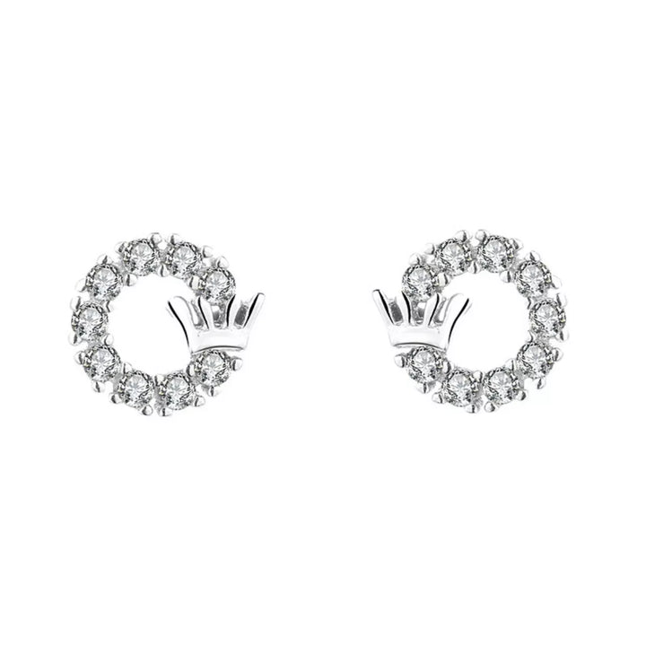 Crown Circle Stud Earrings