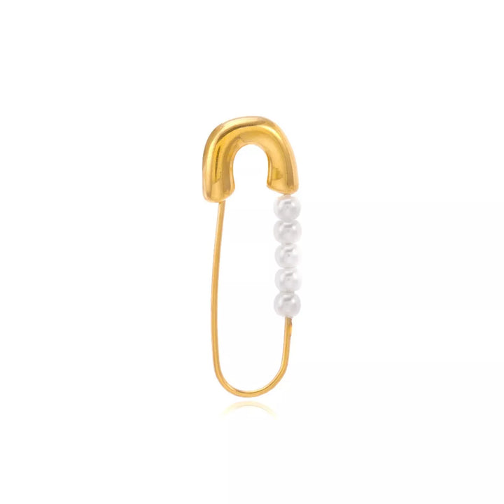 Safety Pin Pearl Accent Earrings