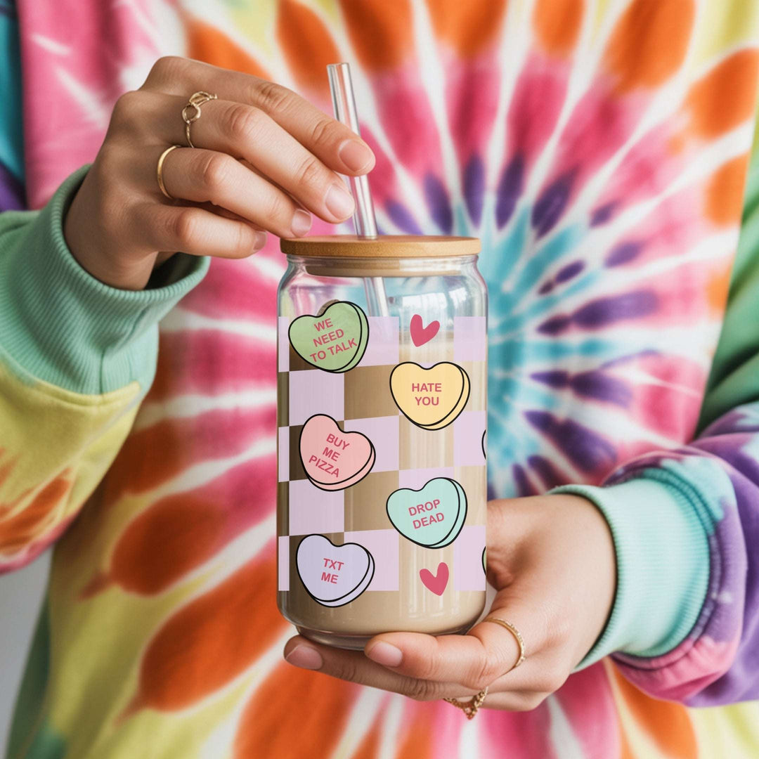 Candy Hearts Glass Cup