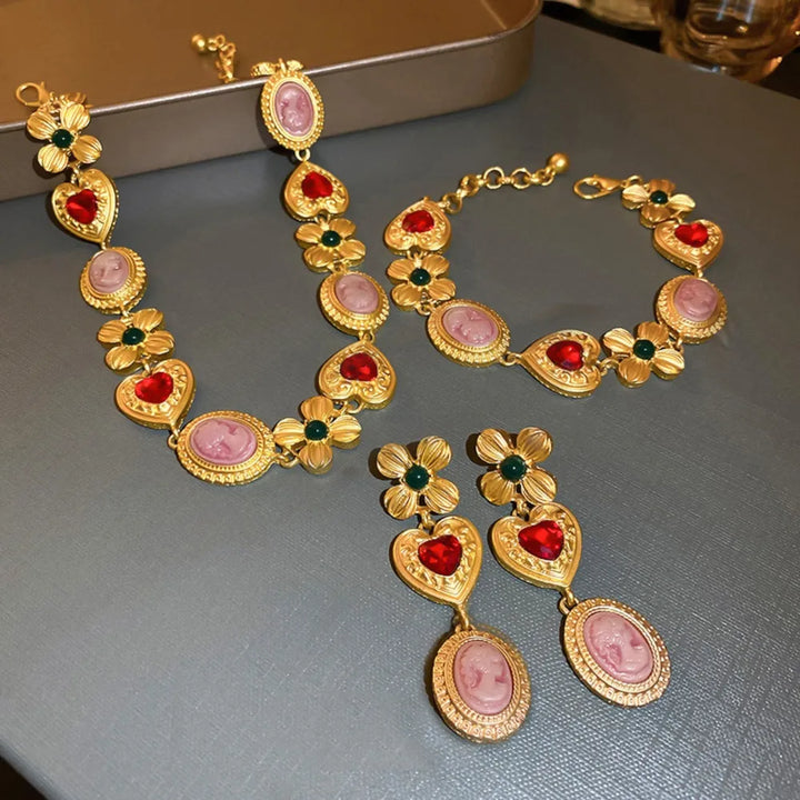 Copper Inlaid Rhinestone Necklace